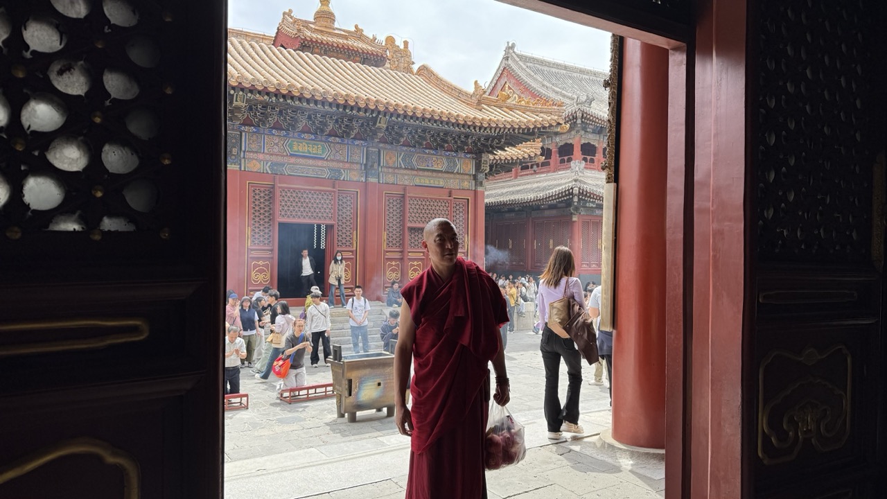 A buddhist monk in Beijing, China